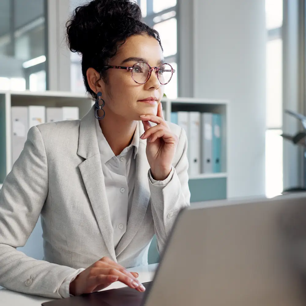 Lawyer working at a computer